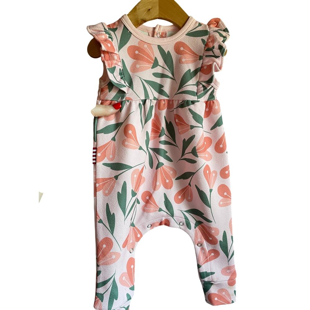SOOKIbaby Floral Romper Pink Green 6-9 Months
